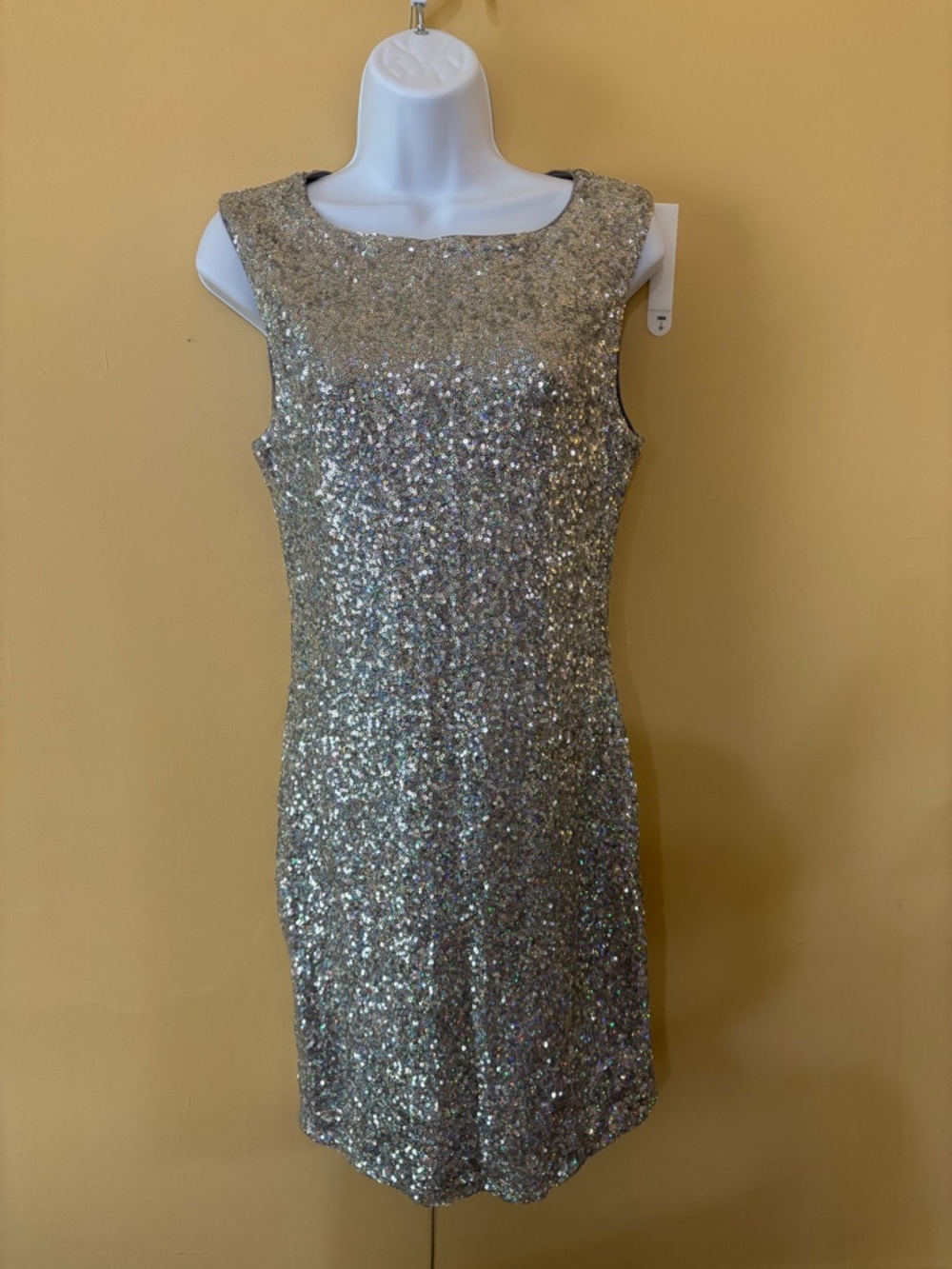 bebe Silver Sequin Mini Dress Medium